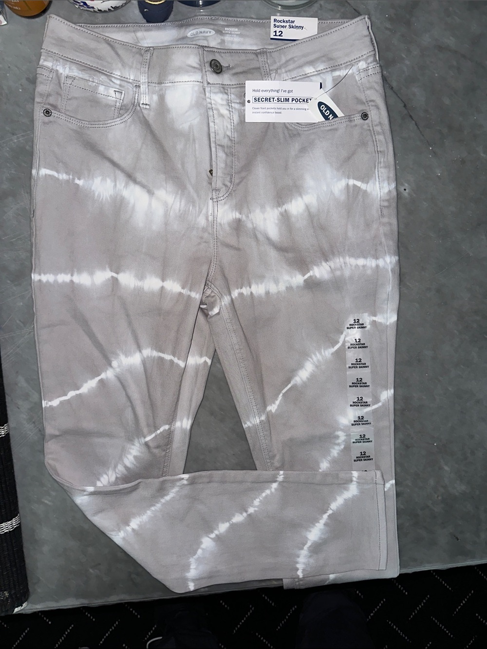 Old Navy Taupe & White Tie-Dye Rockstar Super Skinny Jeans
